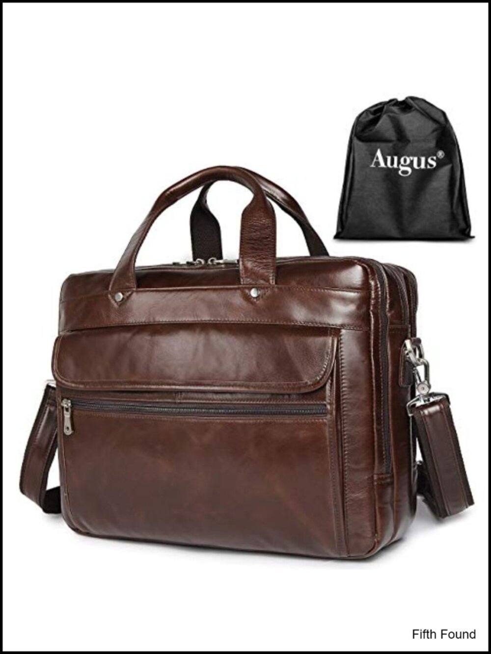 Full-Grain Leather 15.6" Laptop Briefcase Travel Bag